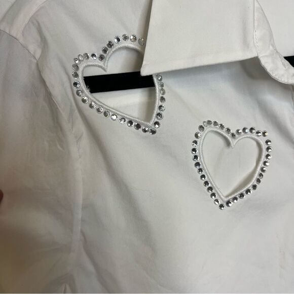 Alice + Olivia Finley Heart Embellished Button Down S - Picture 5 of 8